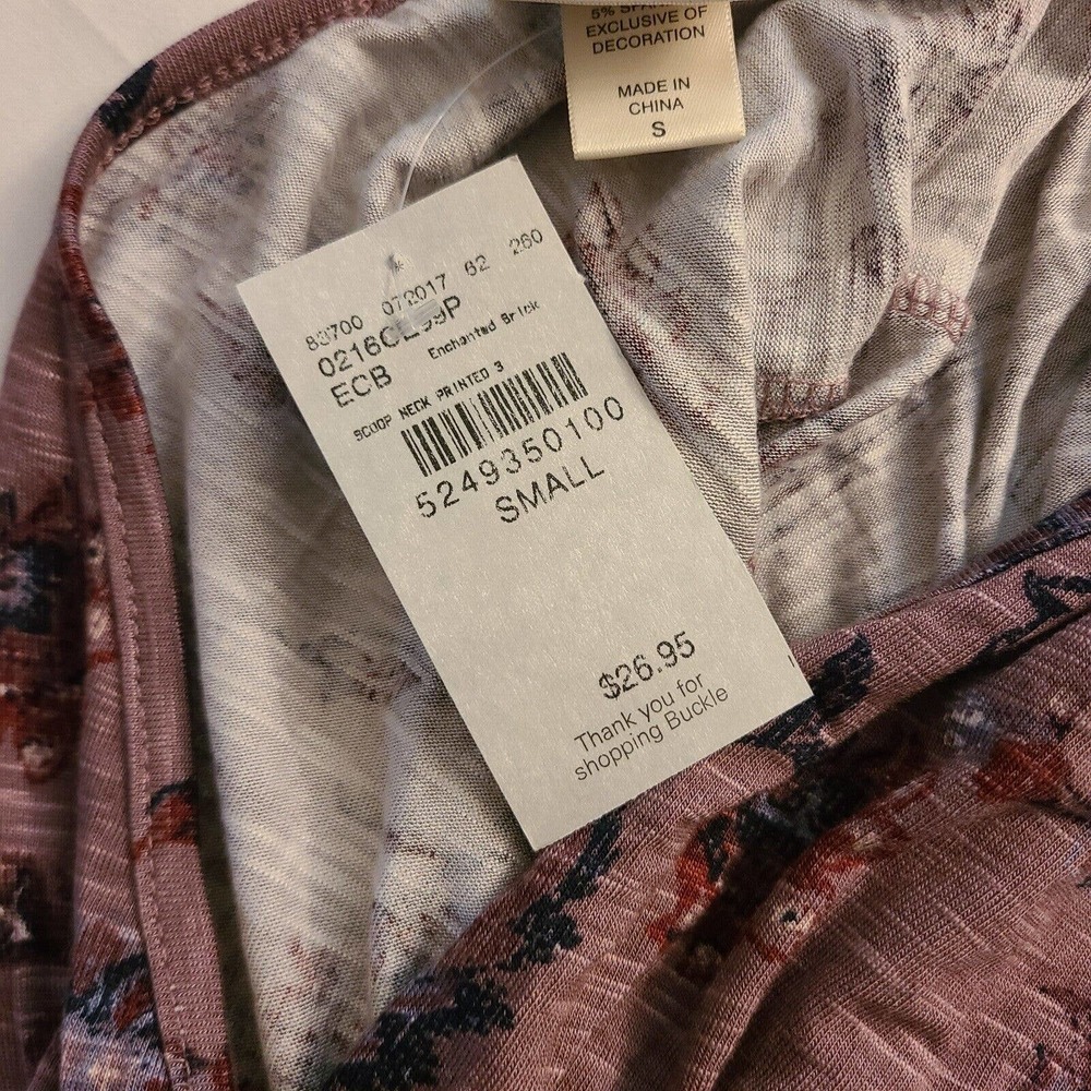NWT Buckle Daytrip Floral Boho Top V-Neck with Tie Wrap Crochet Sleeves Size S - Picture 7 of 10